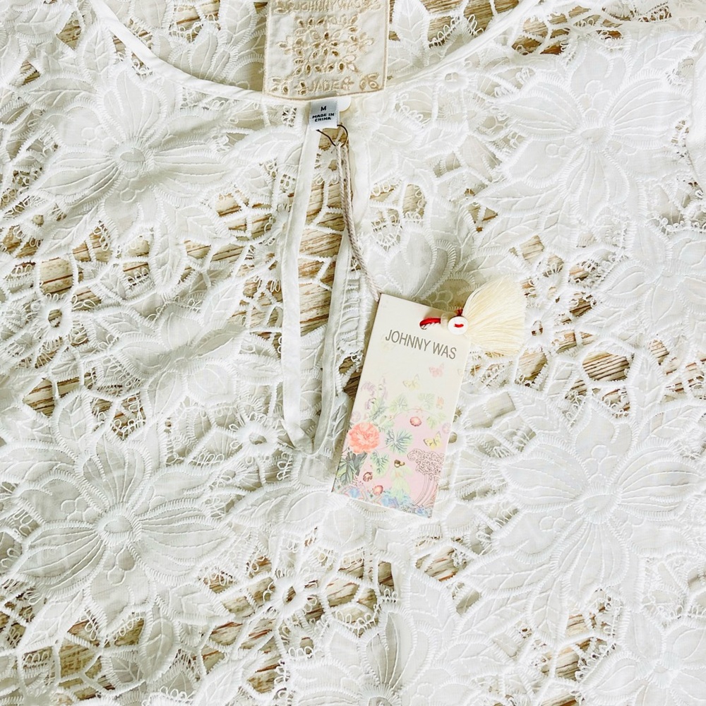 NWT Johnny Was - Garden White Lace Maxi Dress with Keyhole Neckline - Size M - Picture 14 of 15